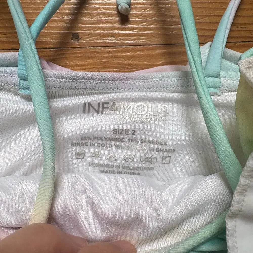 Infamous tie dyed ruffle top two piece toddler swimsuit‎ SIZE 2